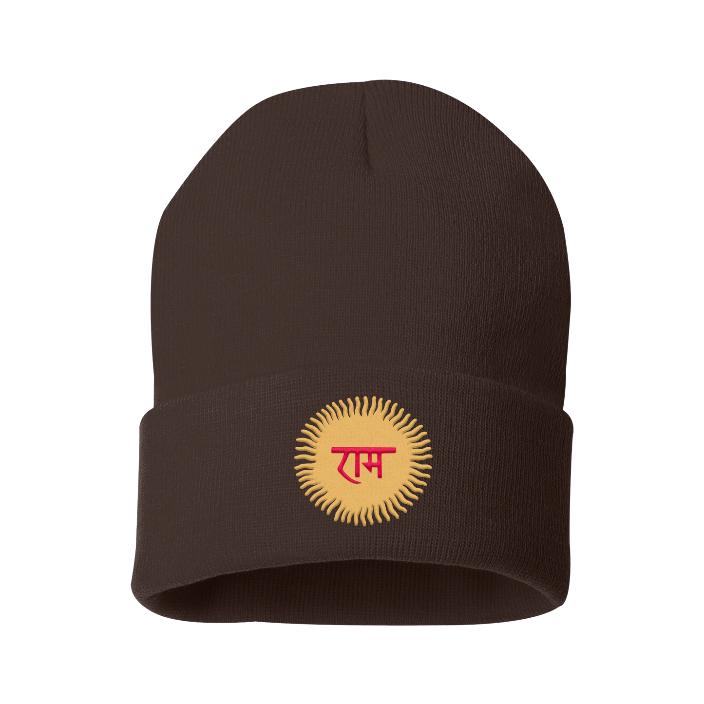 Sun Emblem Beanie - Brown