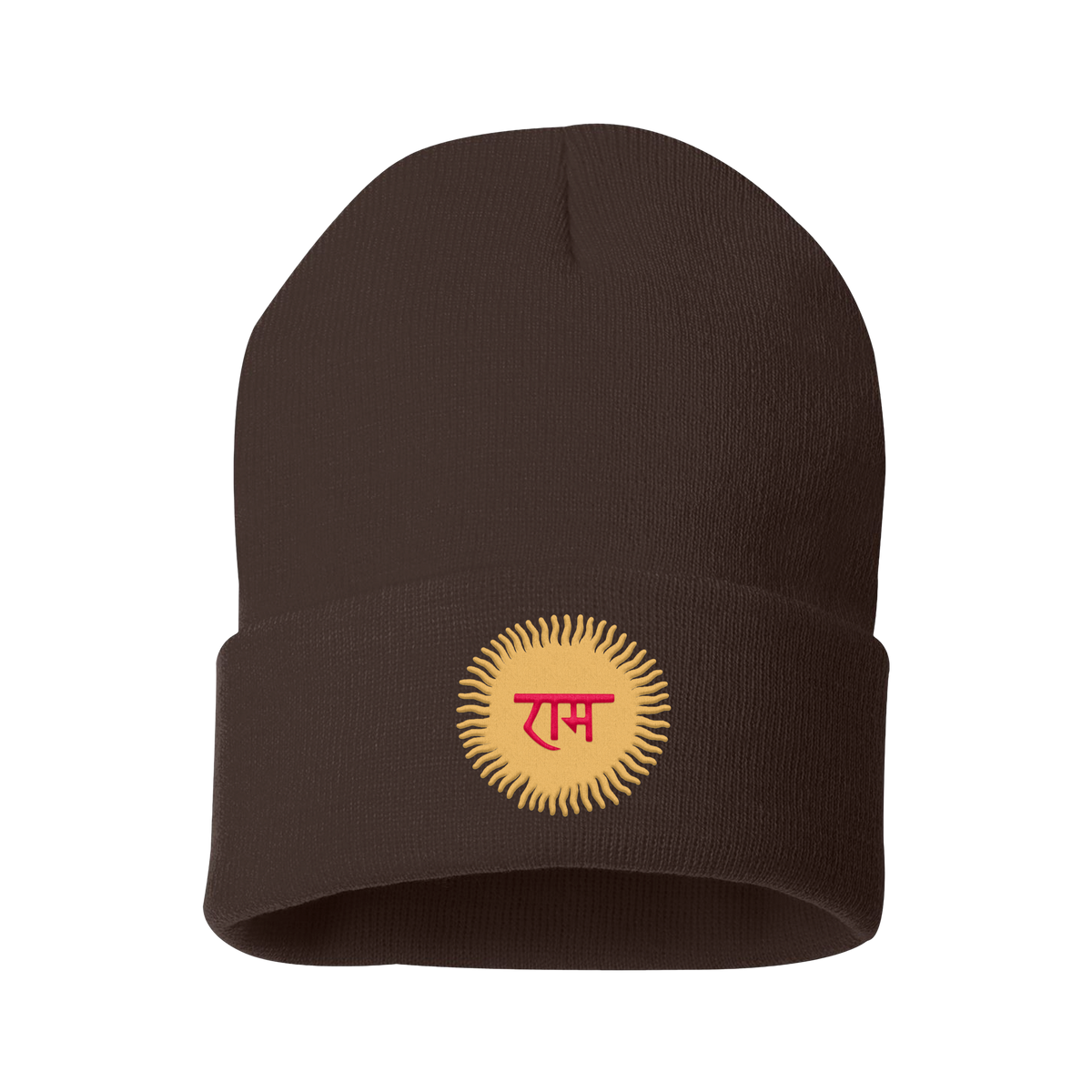Sun Emblem Beanie - Brown
