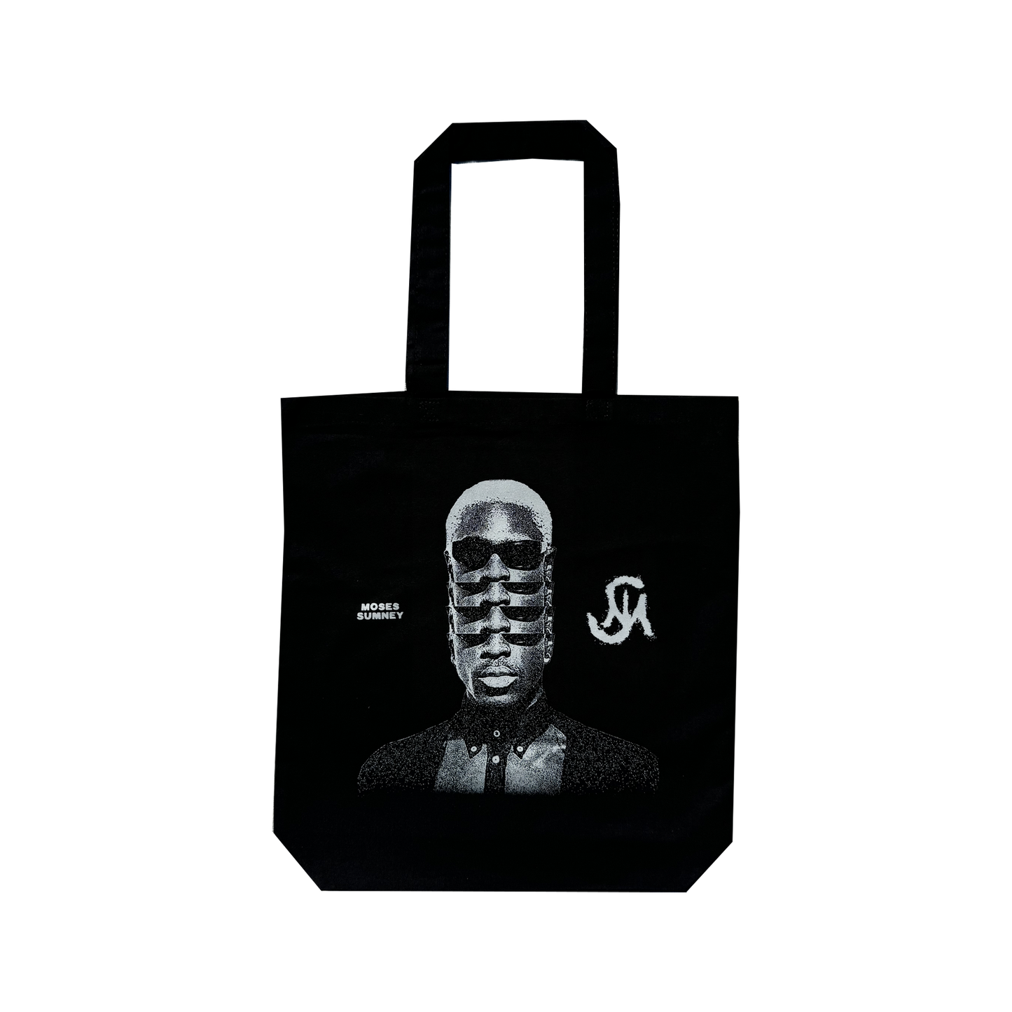 Stacked Face Black Tote Bag