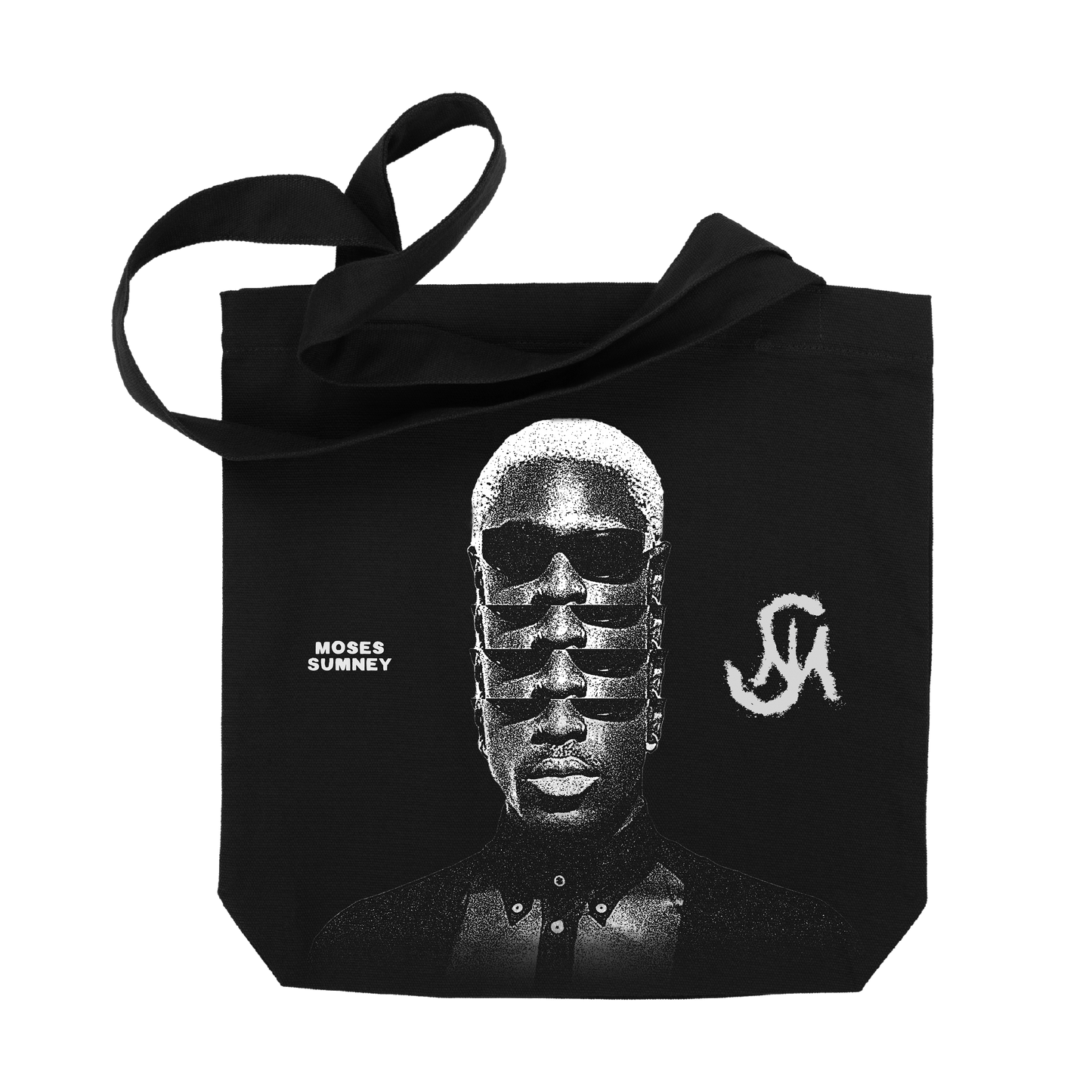 Stacked Face Black Tote Bag